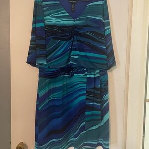 🎃Lane Bryant Blue and Green Wavy Striped Dress
